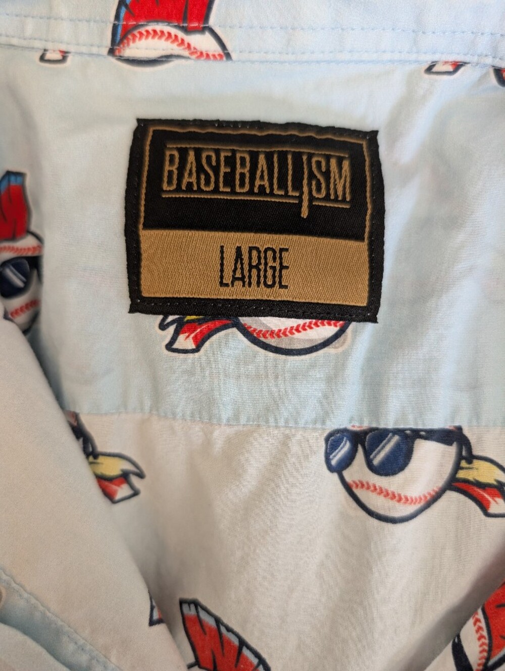 Baseballism Mens Large Blue Major League Wild Thing Button Down Shirt - Picture 7 of 8